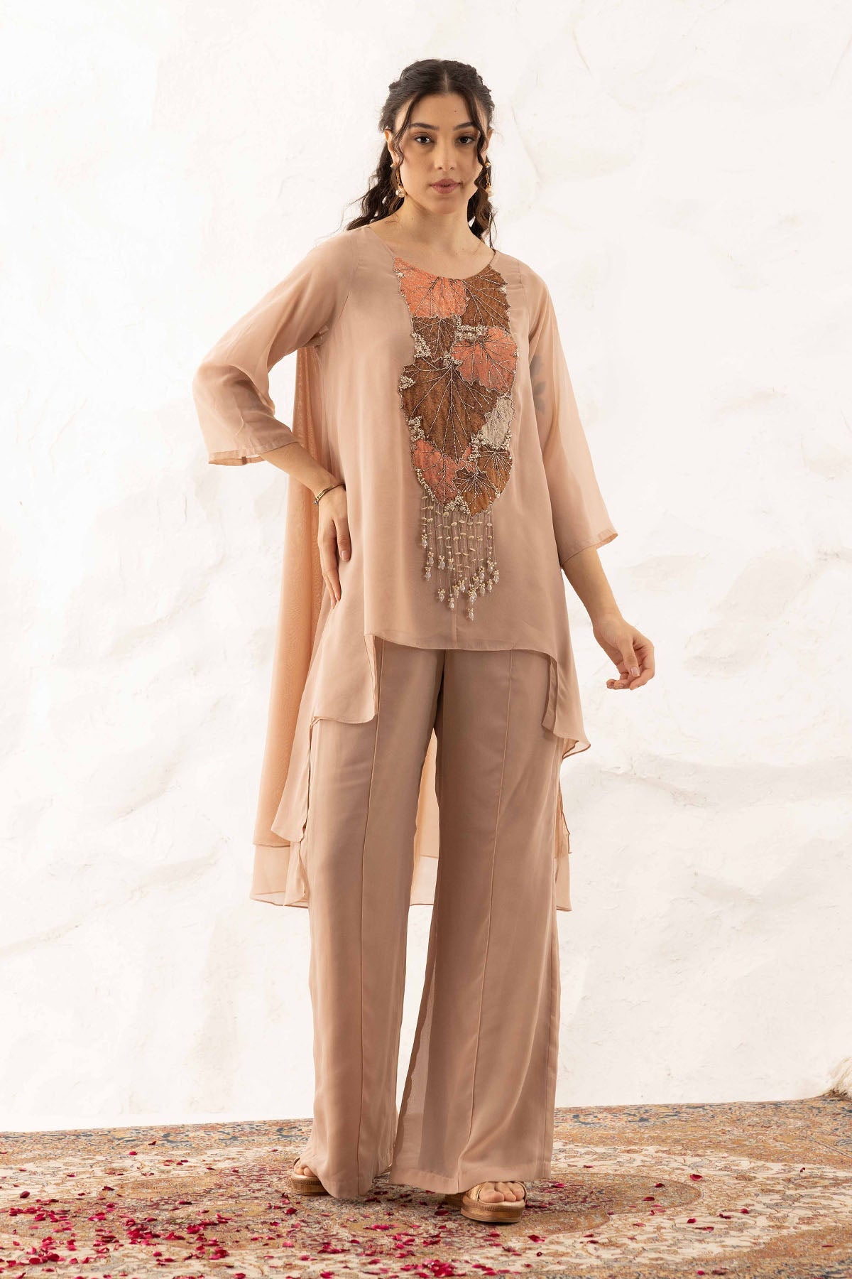 Buy Brown Applique Work Co-ord Set by Ajiesh Oberoi for women online at ScrollnShops